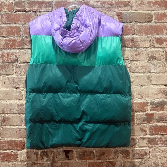 OOF Colorblock Oversized Puffer Vest in Green Purple Size 44 US Size 8 - Picture 5 of 7